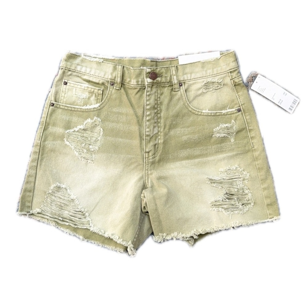 NWT BDG Dropped Waist Destroy Short Moss Green 27 Olive Army